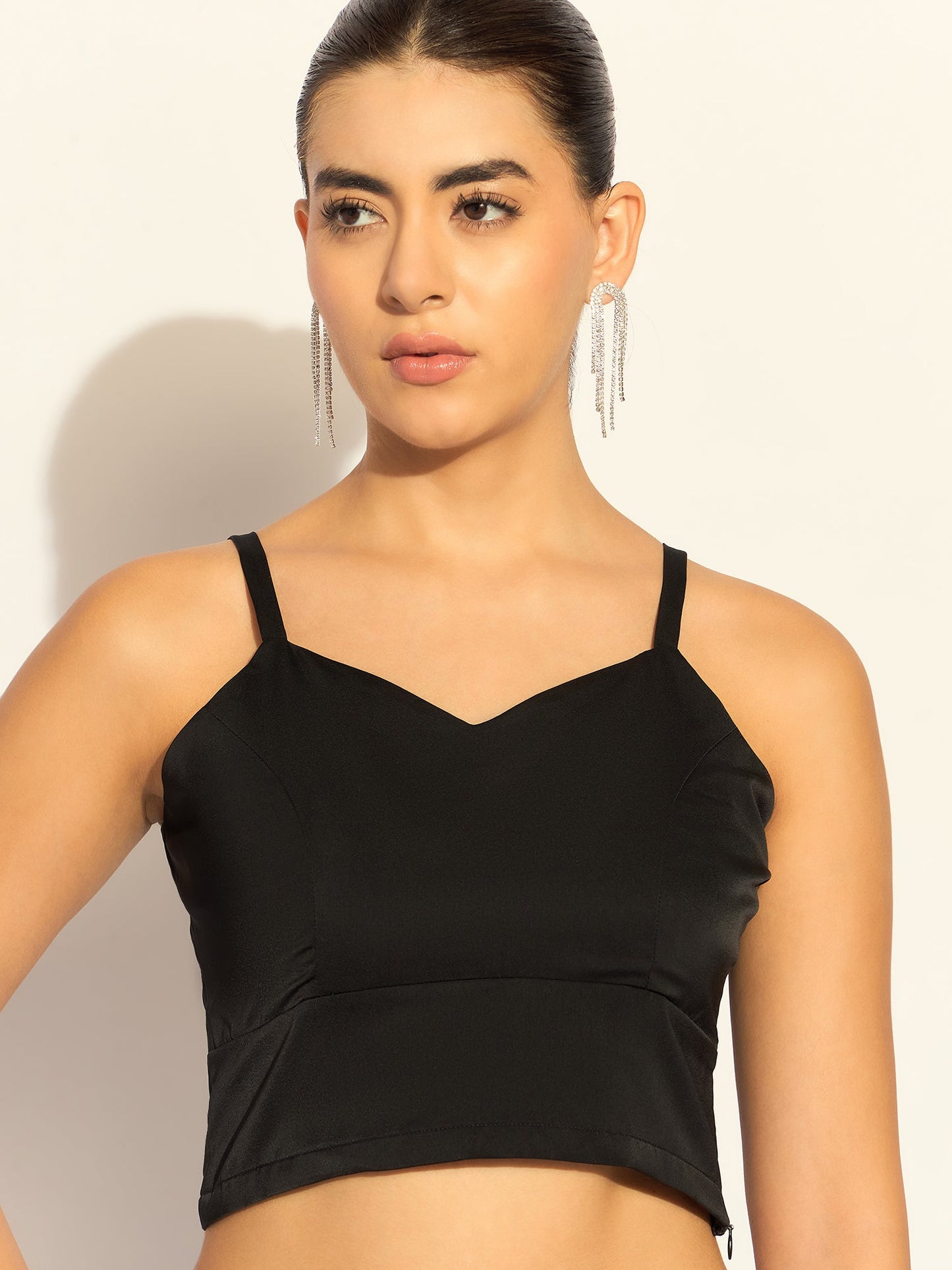 PowerSutra Elegant Black Satin Bustier In Soft Satin Fabric