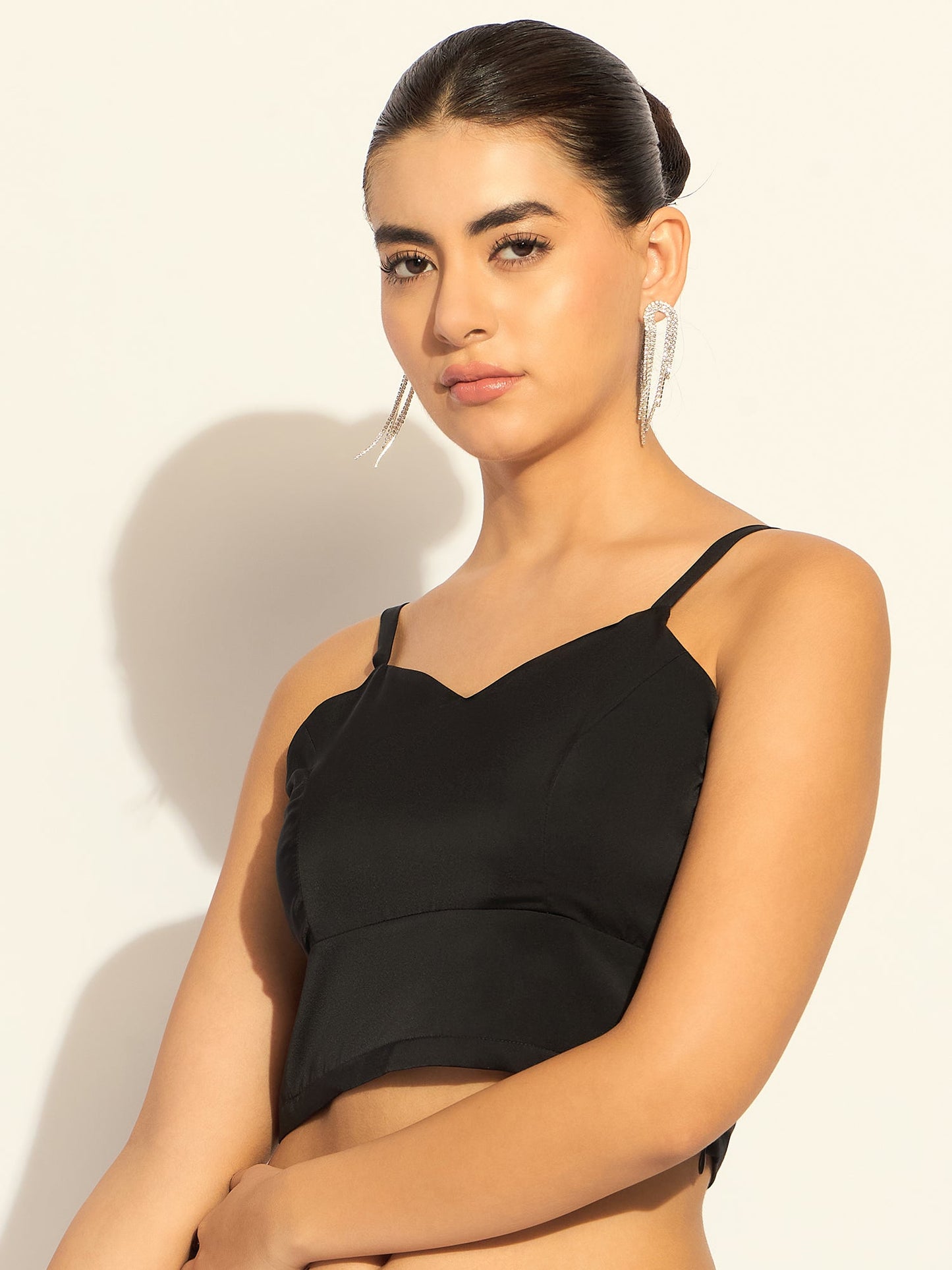 PowerSutra Elegant Black Satin Bustier In Soft Satin Fabric