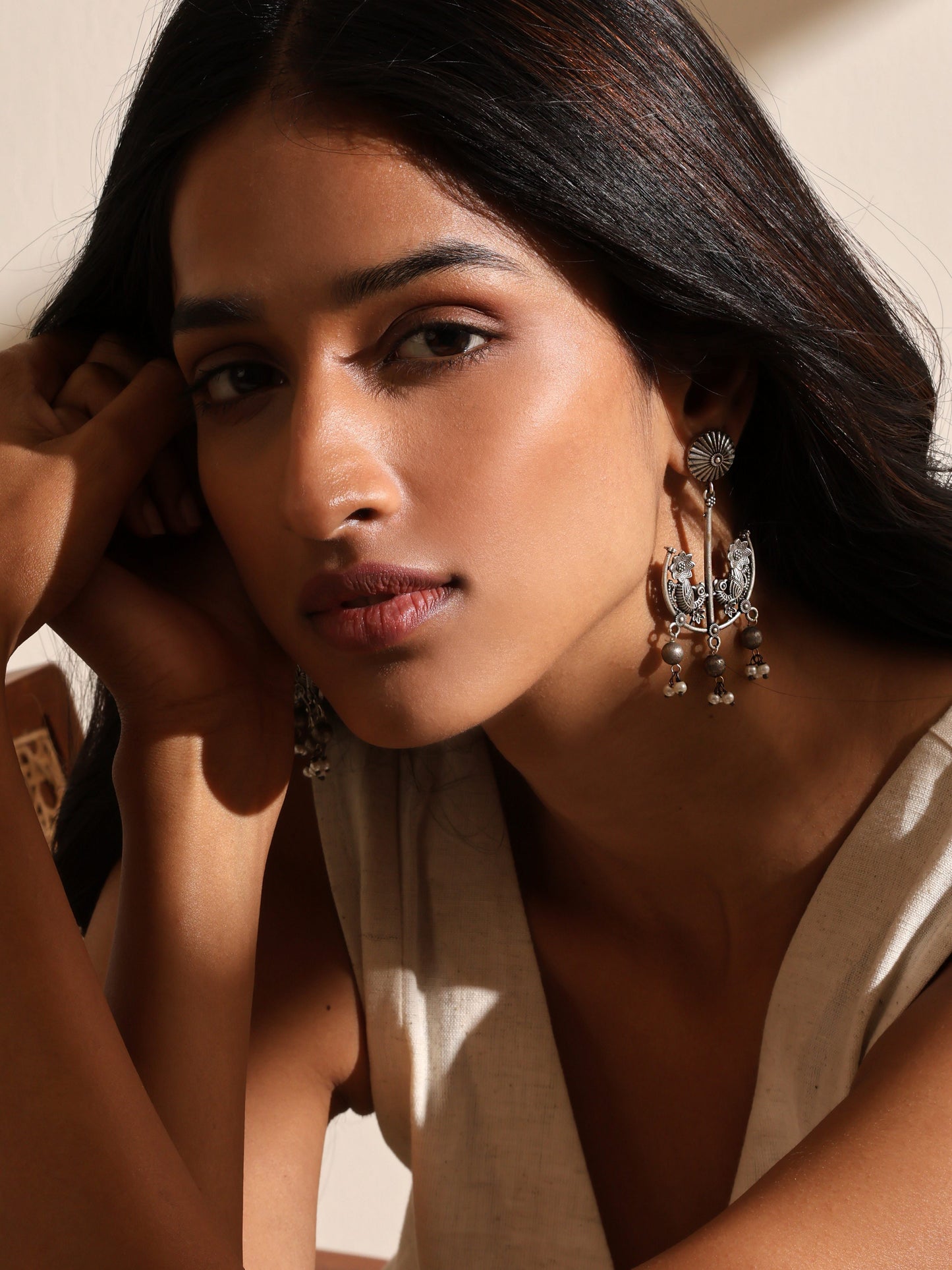 Silver-Plated Swing Chandbalis Earrings