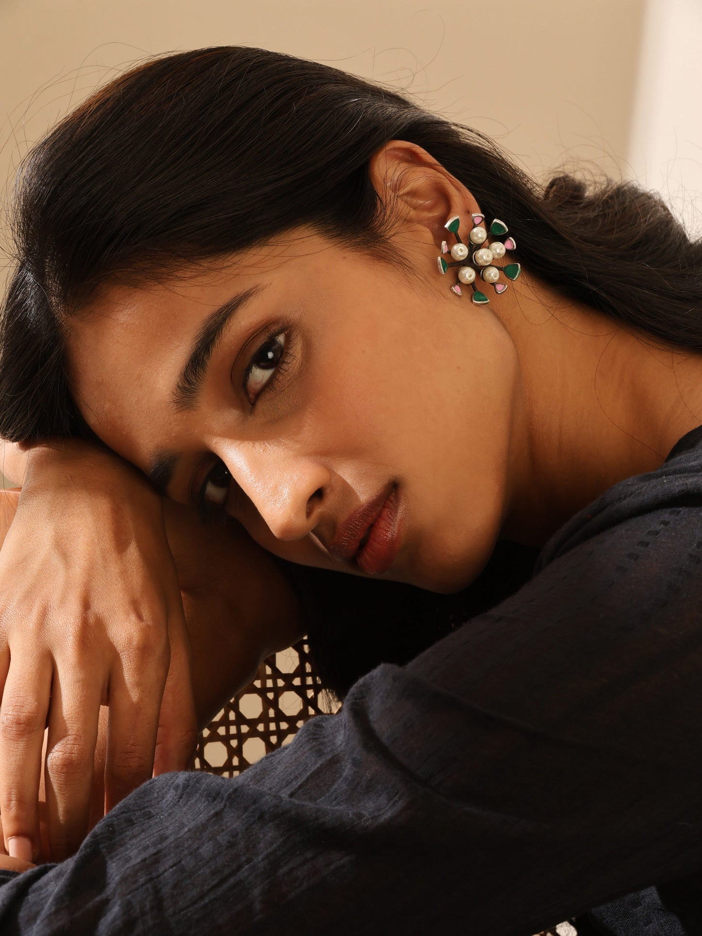 Silver-Plated Pearl Stud Earrings