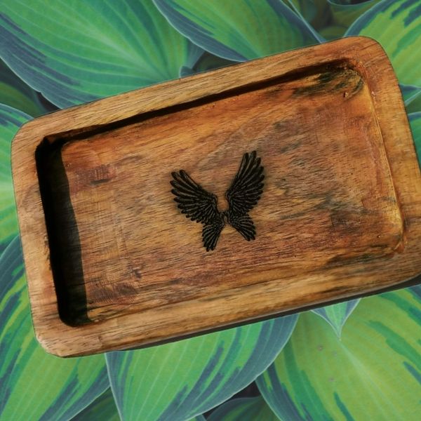 Indonesian Art Inspired Wood Small Serving Utility Wood Trays