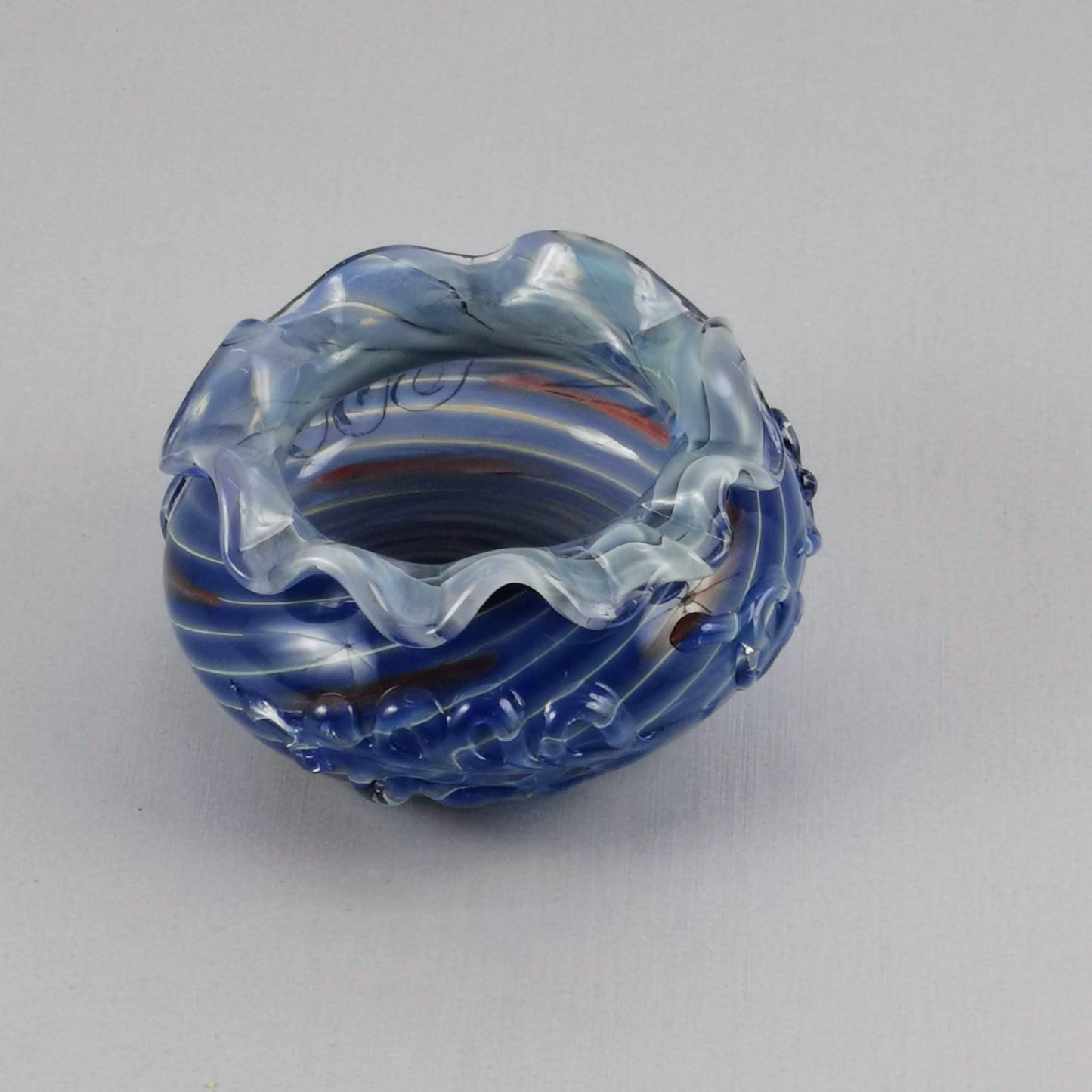 Art Glass Bowl /Vase with Wave Edge Design