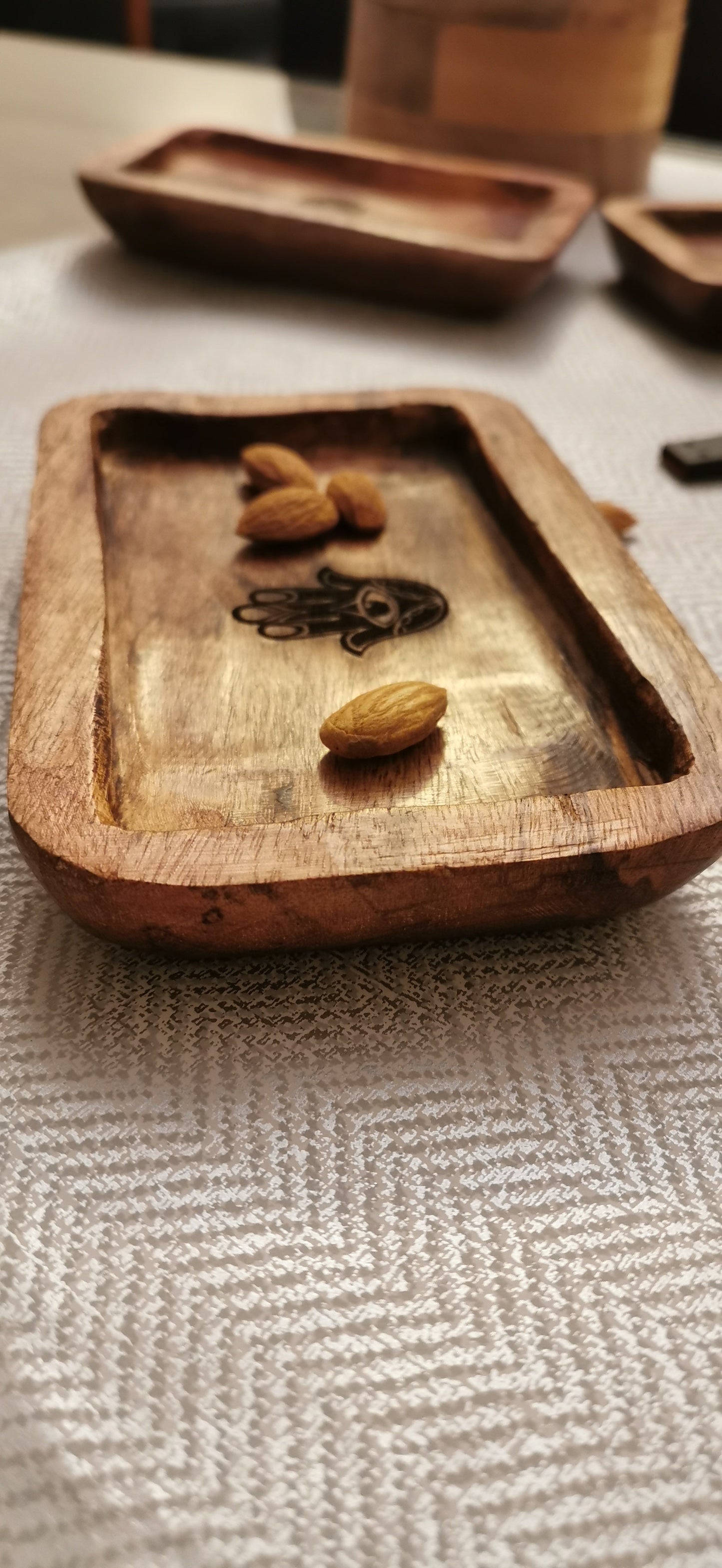 Indonesian Art Inspired Wood Small Serving Utility Wood Trays
