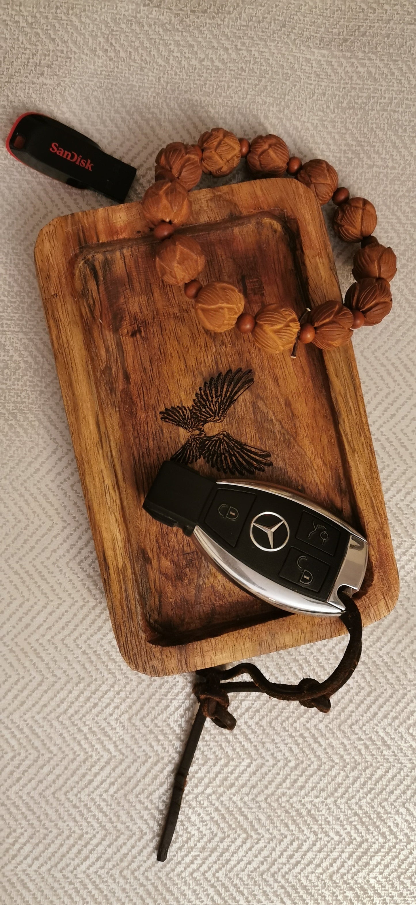 Indonesian Art Inspired Wood Small Serving Utility Wood Trays