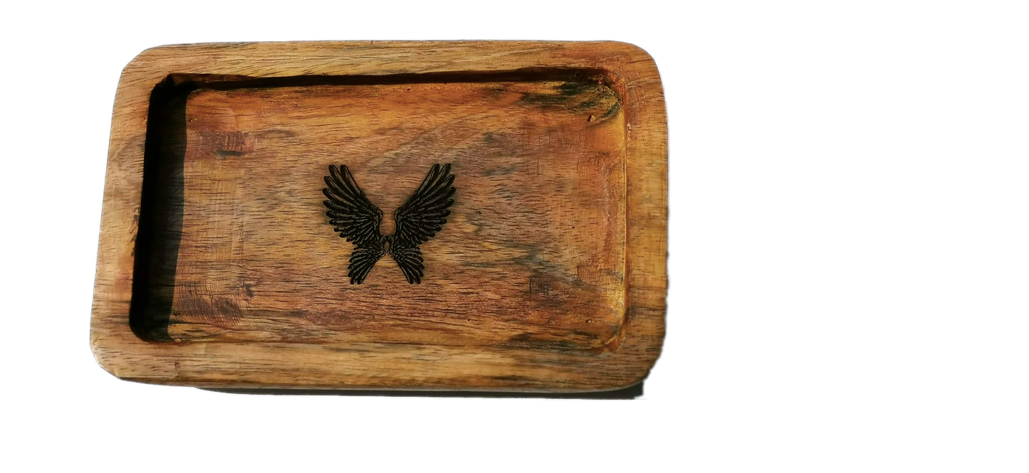 Indonesian Art Inspired Wood Small Serving Utility Wood Trays