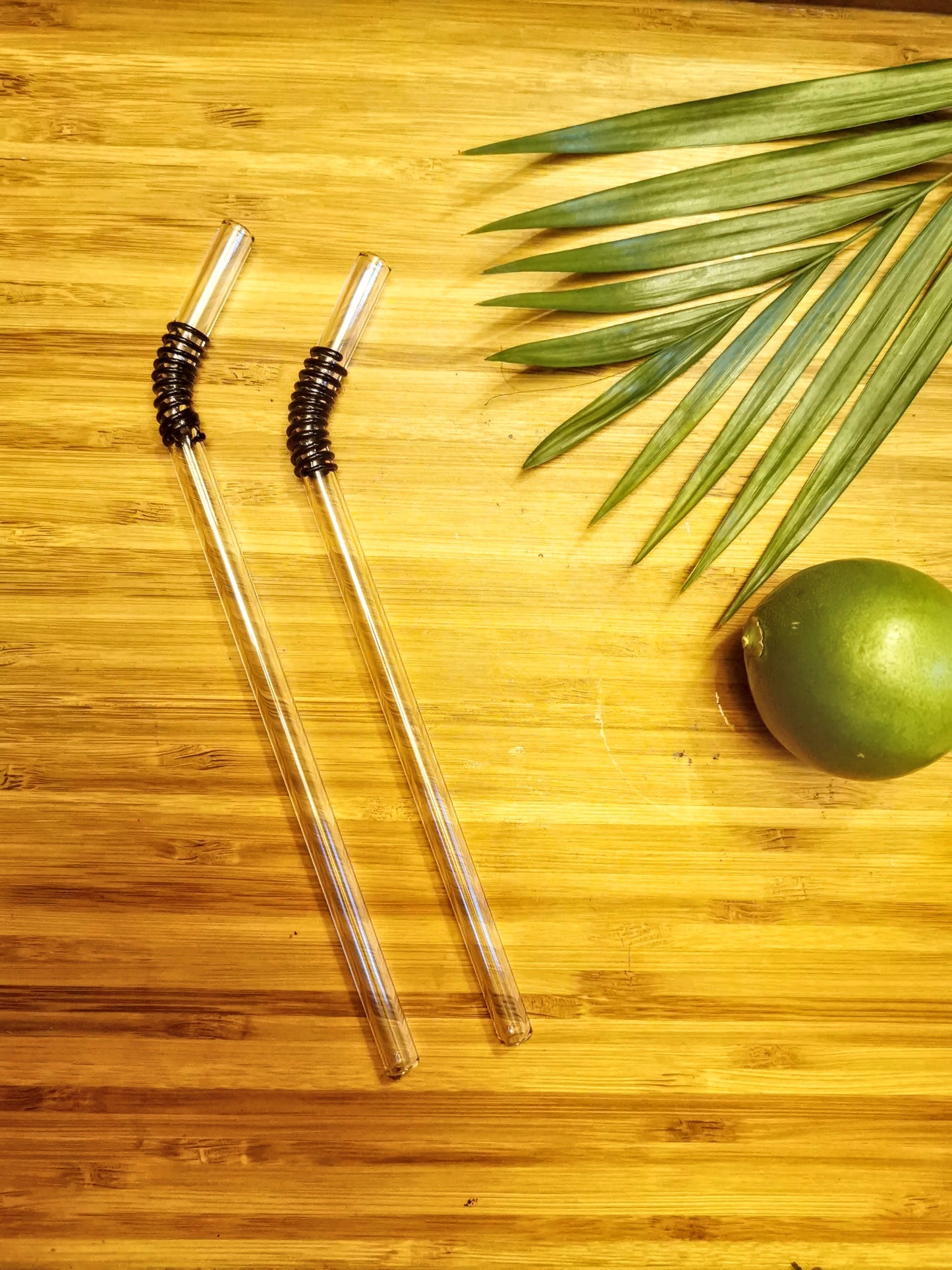Swirl Design Glass Straws by . Bent 8" x 9.5 mm Handblown