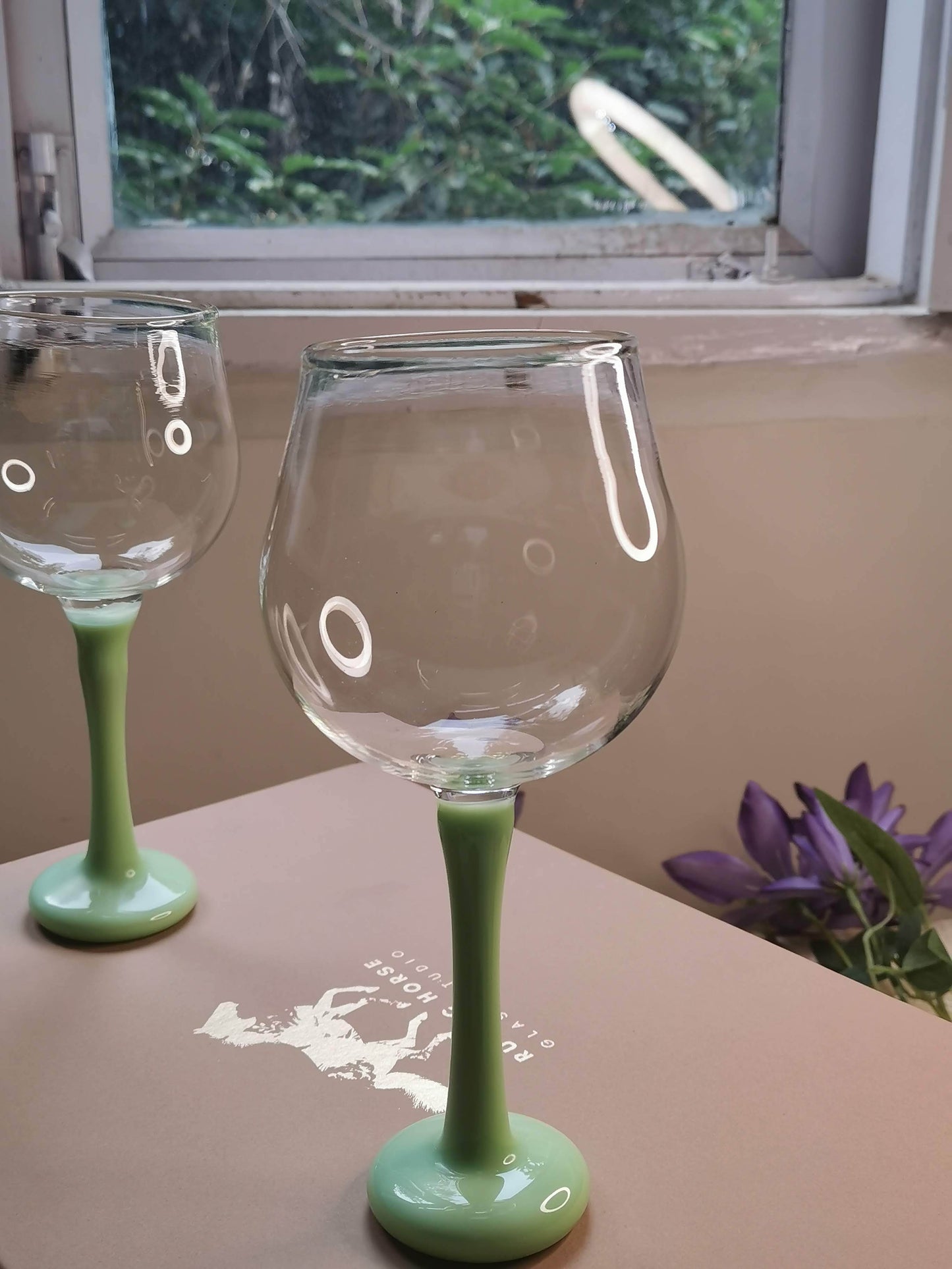 Paris Green Wine Glass