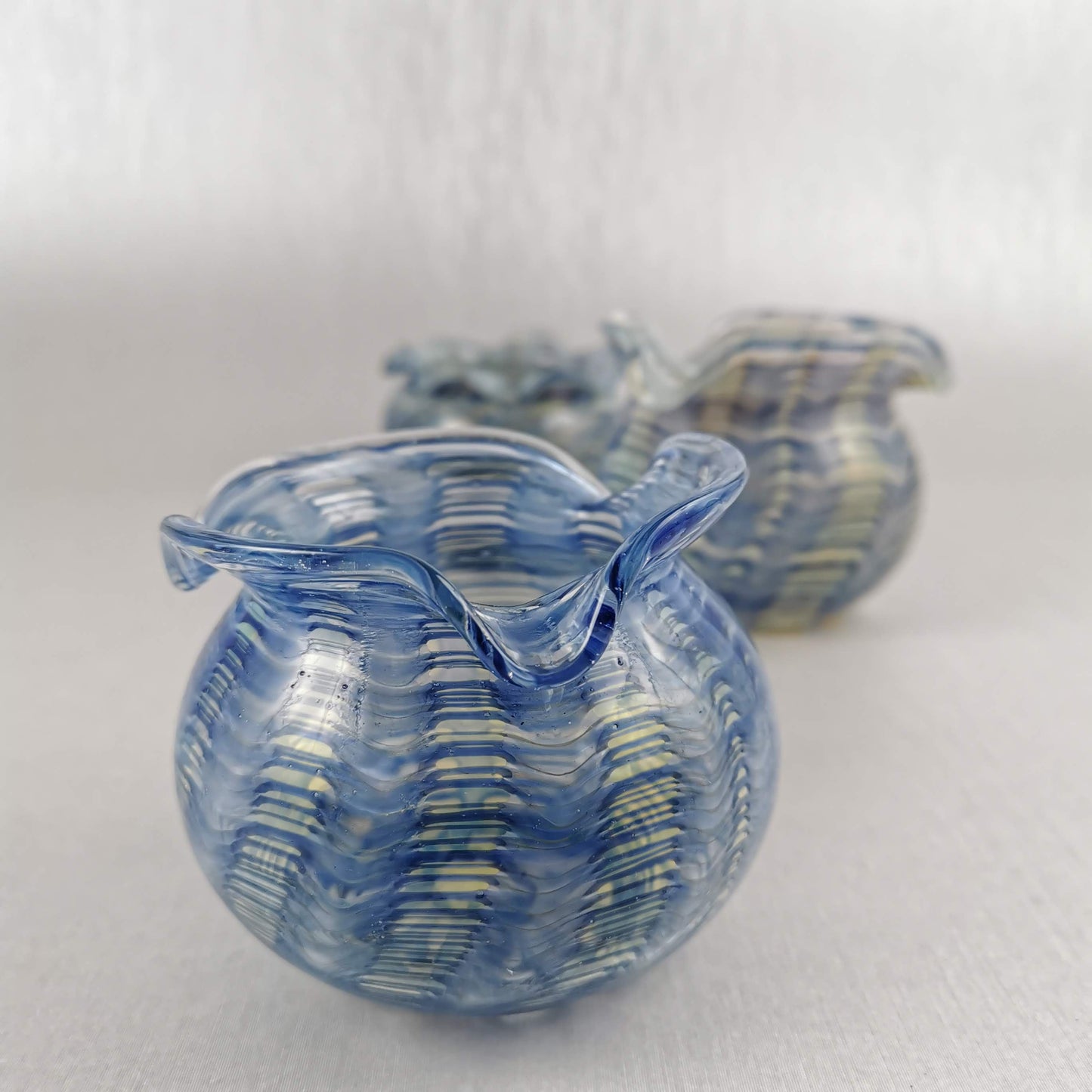 Art Glass Bowl /Vase Blue wave Erica