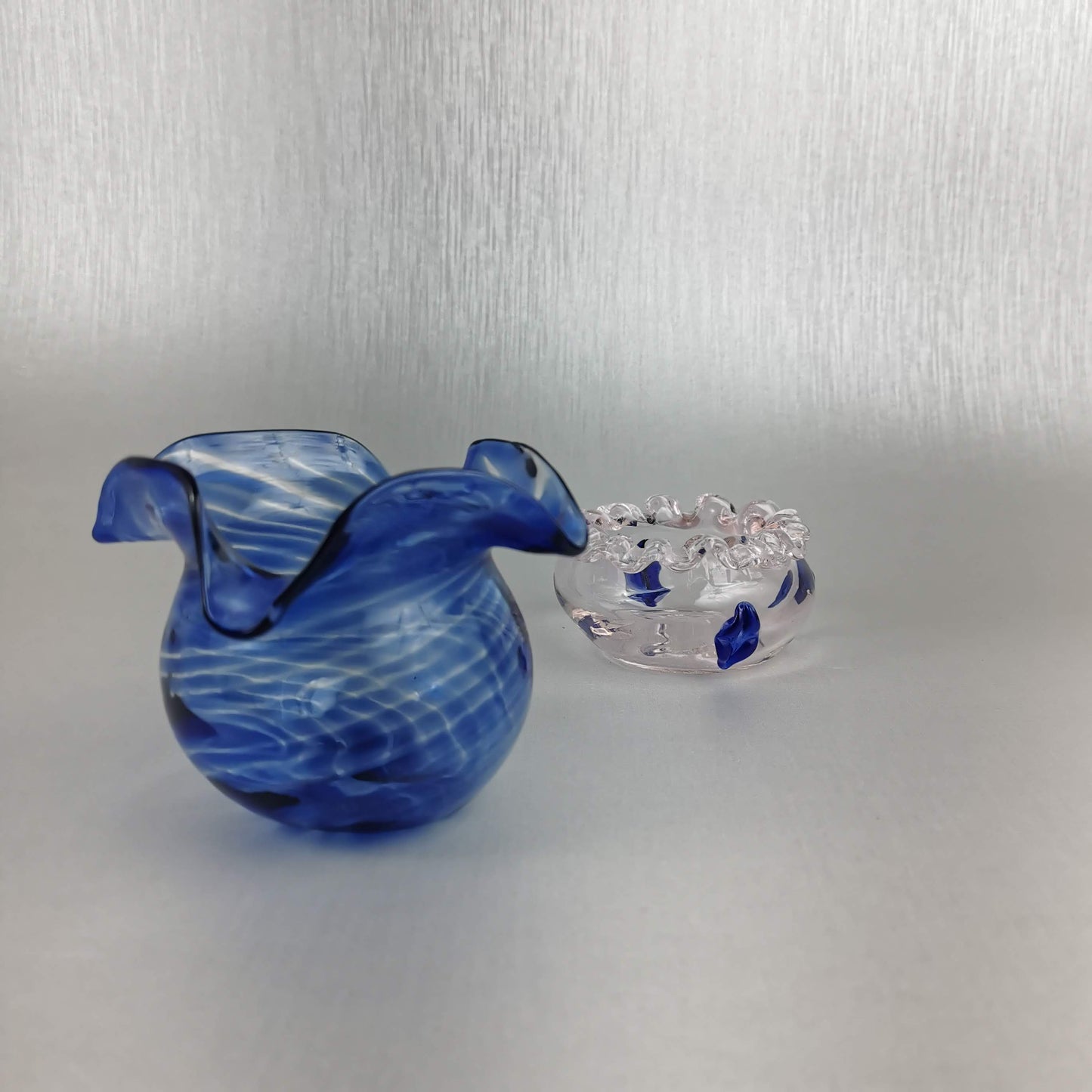 Art Glass Bowl /Vase Blue wave