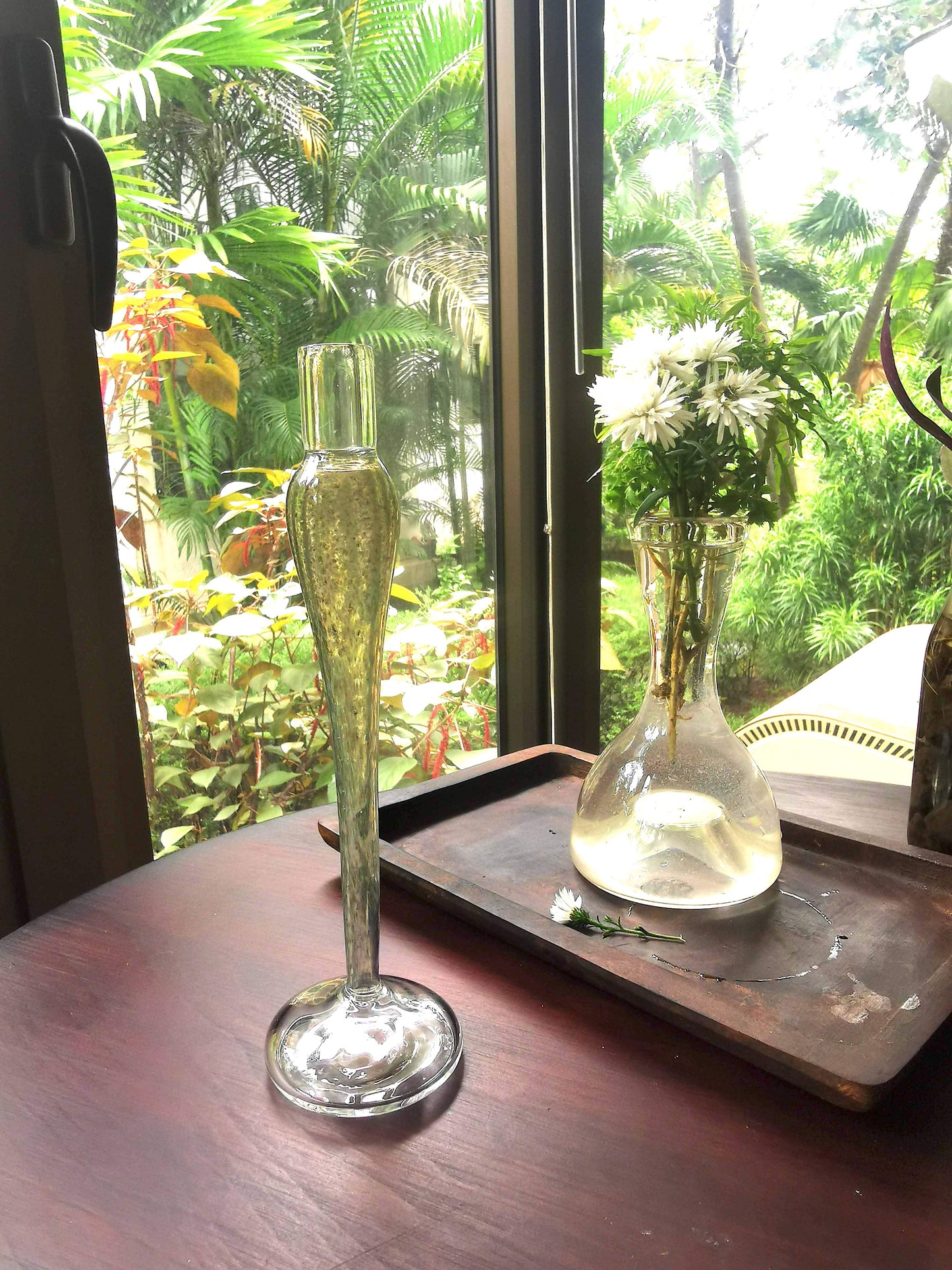 Elegant vintage glass candle holder - Silk