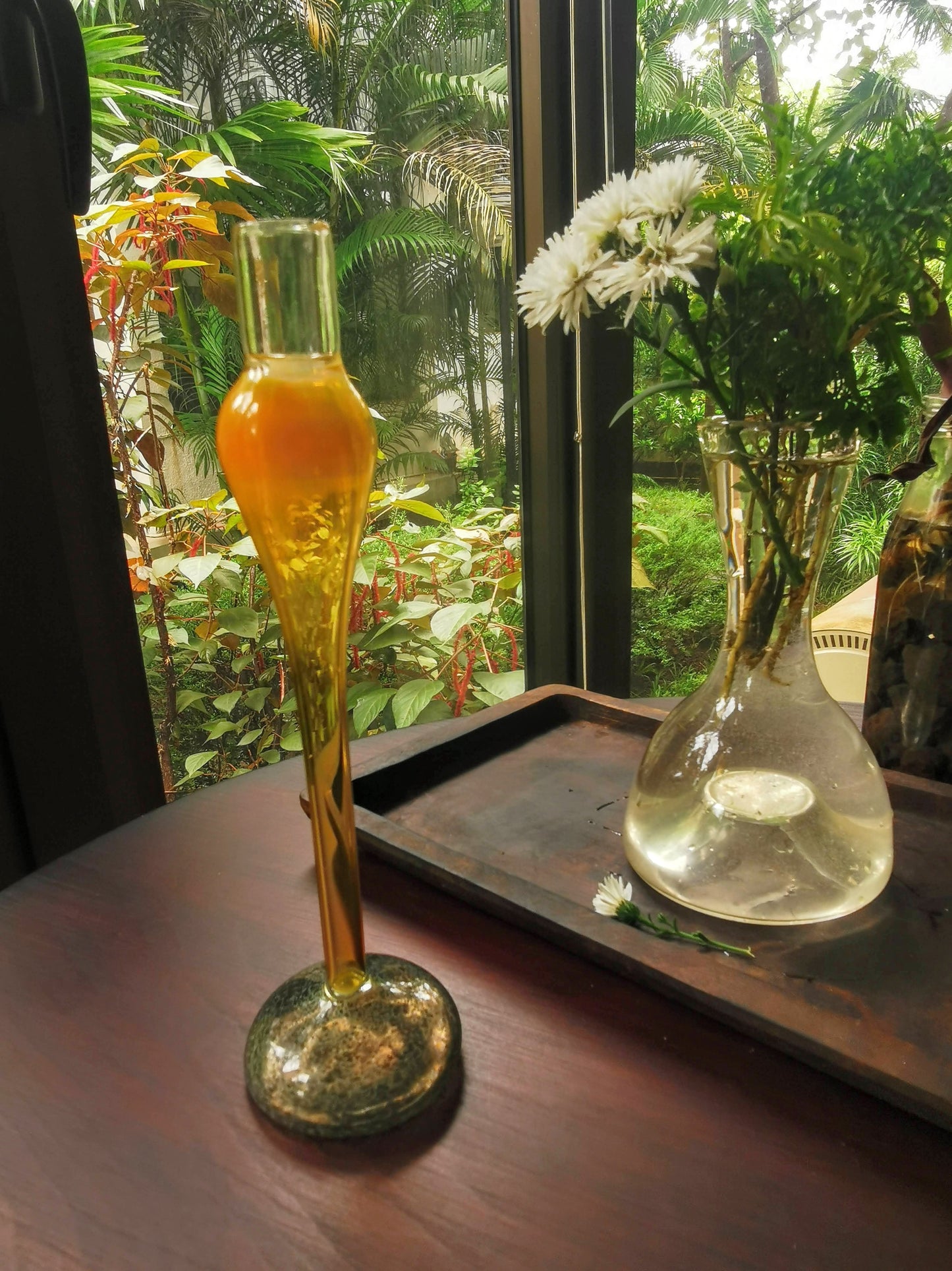 Elegant vintage glass candle holder - Sunset