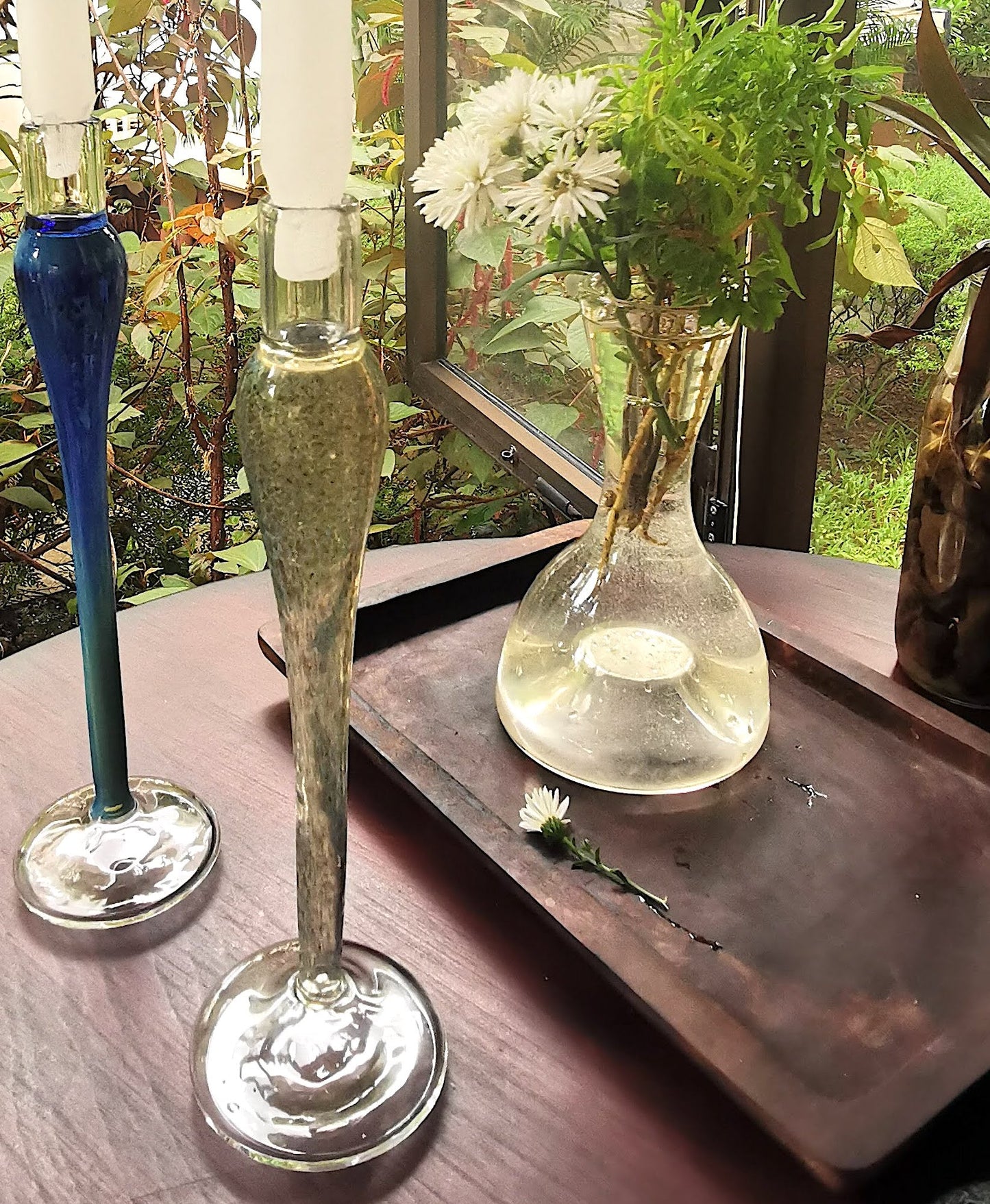 Elegant vintage glass candle holder - Silk