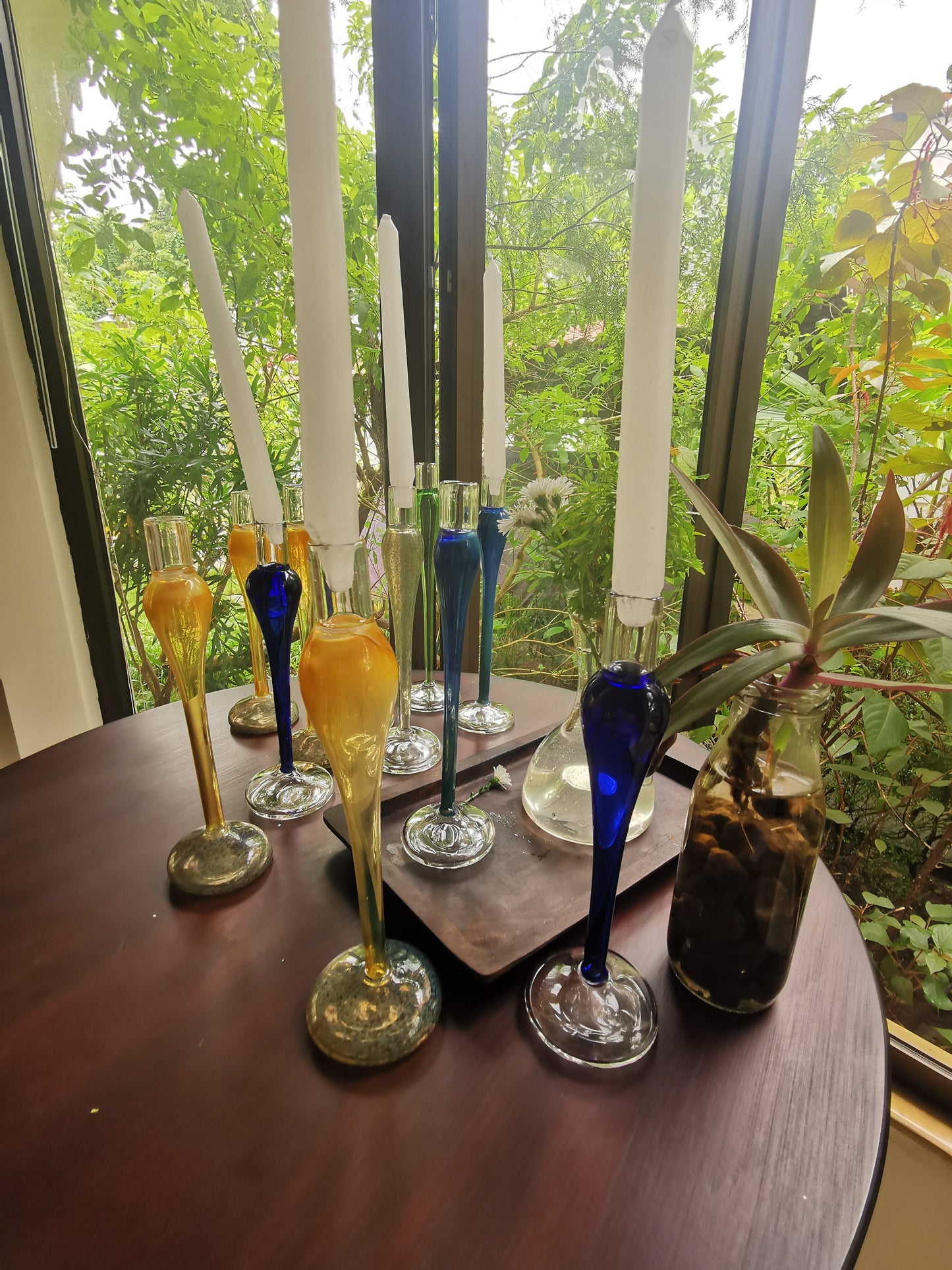 Elegant vintage glass candle holder - Sunset