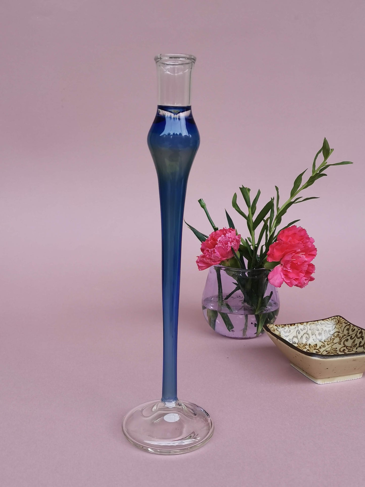 Elegant vintage glass candle holder - Sky