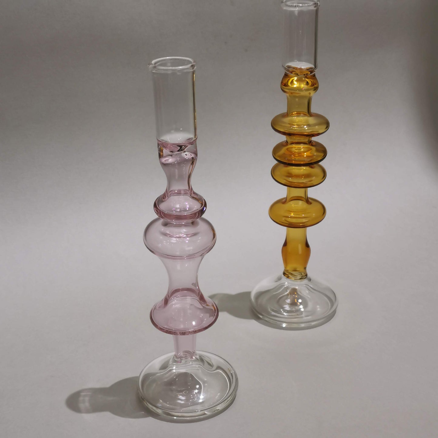 Murano Style Vintage glass candle holder - Amber Dream