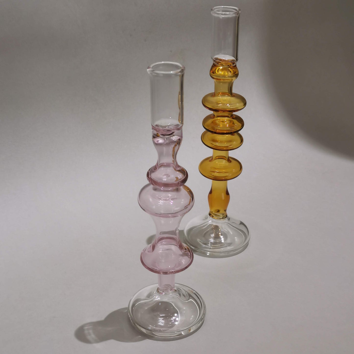 Murano Style Vintage glass candle holder - Pink Blush
