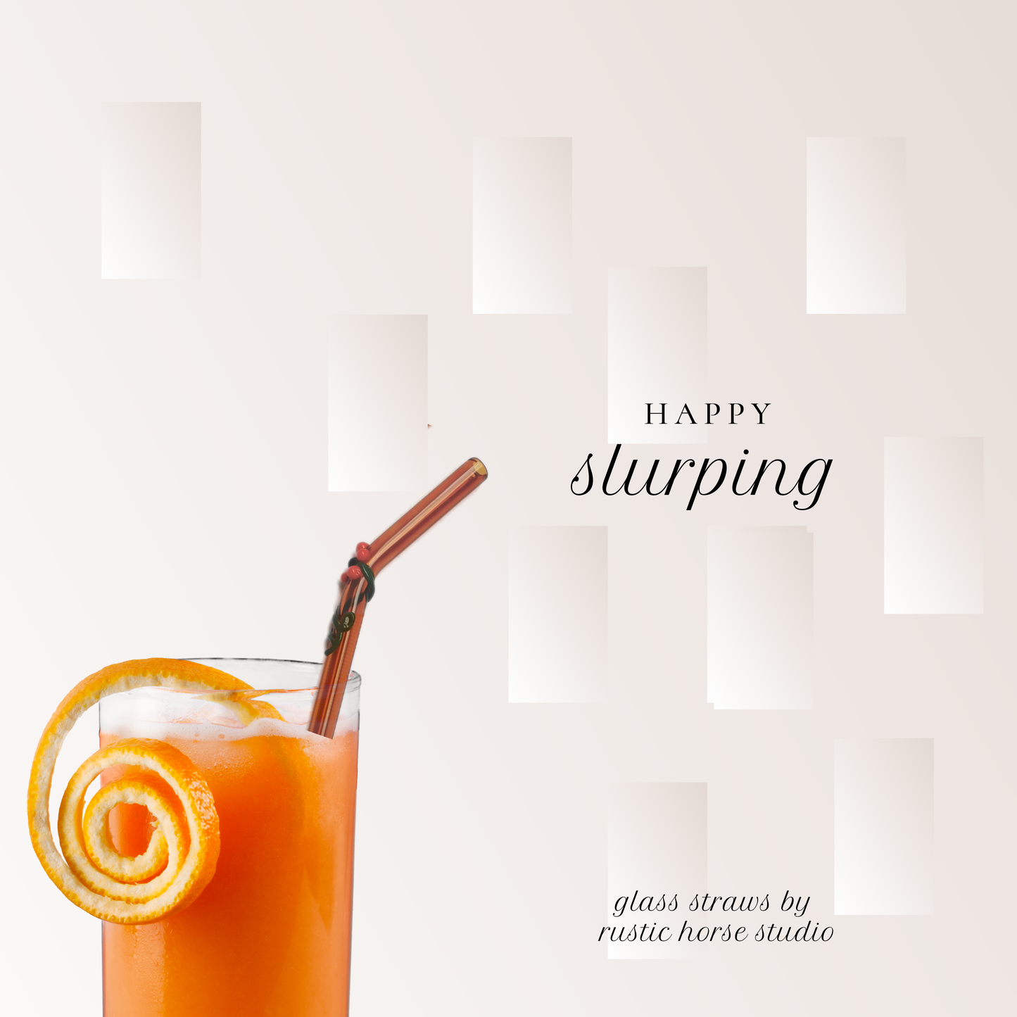Flora Collection Drinking Glass Straws (Onyx & White) by Glass studio