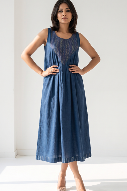 Denim Heritage Cotton Pintuck Sleeveless Dress Mc