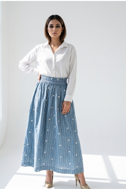 Denim Melody Cotton Panelled Skirt
