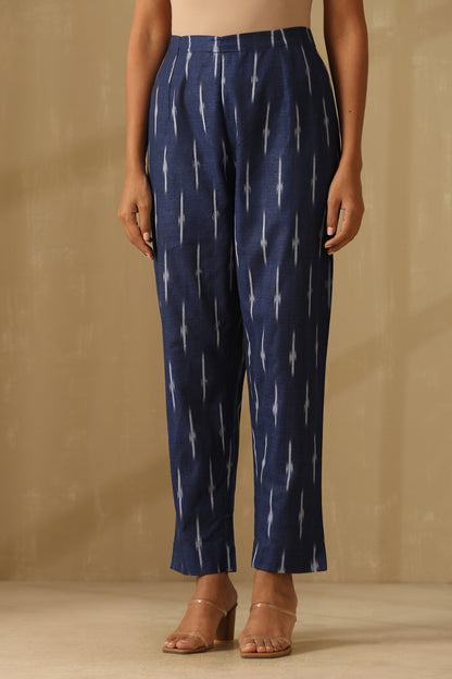 Murraya Ceylon Navy Ikat Handloom Cotton Kurta Set of 2