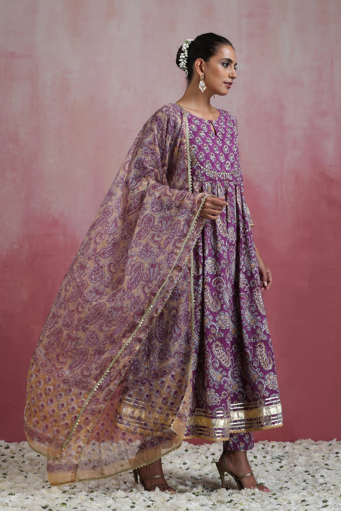 Murraya Purple Kimaya Embroidered Anarkali Set of 3