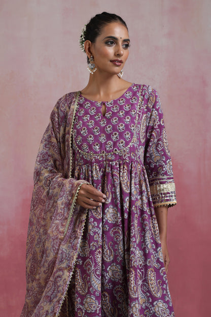 Murraya Purple Kimaya Embroidered Anarkali Set of 3