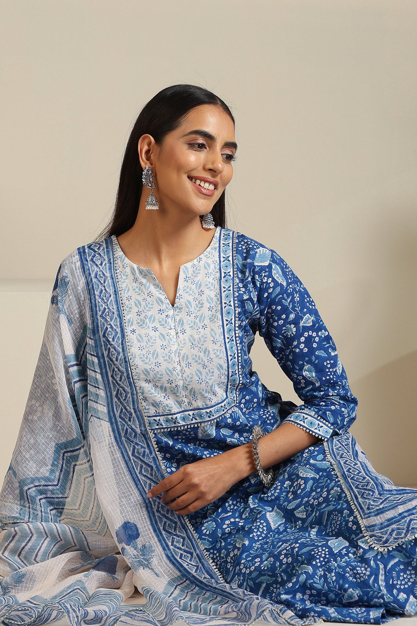 Murraya Egyptian Blue Kurta Set of 3