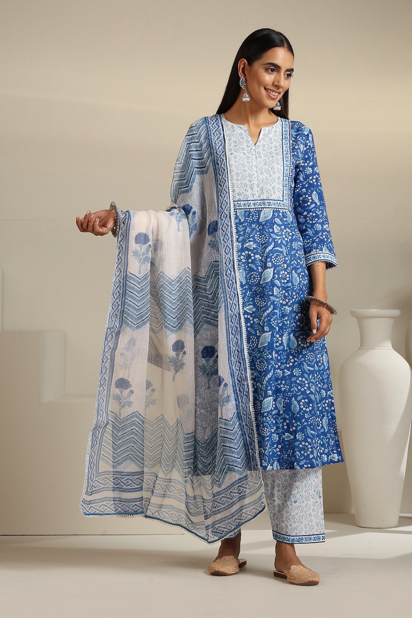 Murraya Egyptian Blue Kurta Set of 3