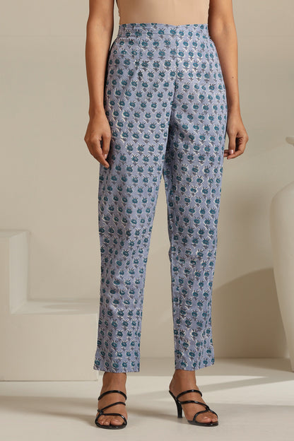 Murraya Grey Aquamarine Embroidered Anarkali Set of 3