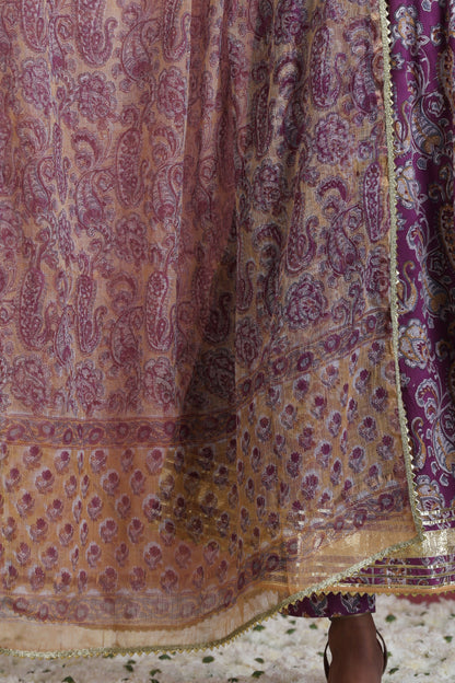 Murraya Purple Kimaya Embroidered Anarkali Set of 3