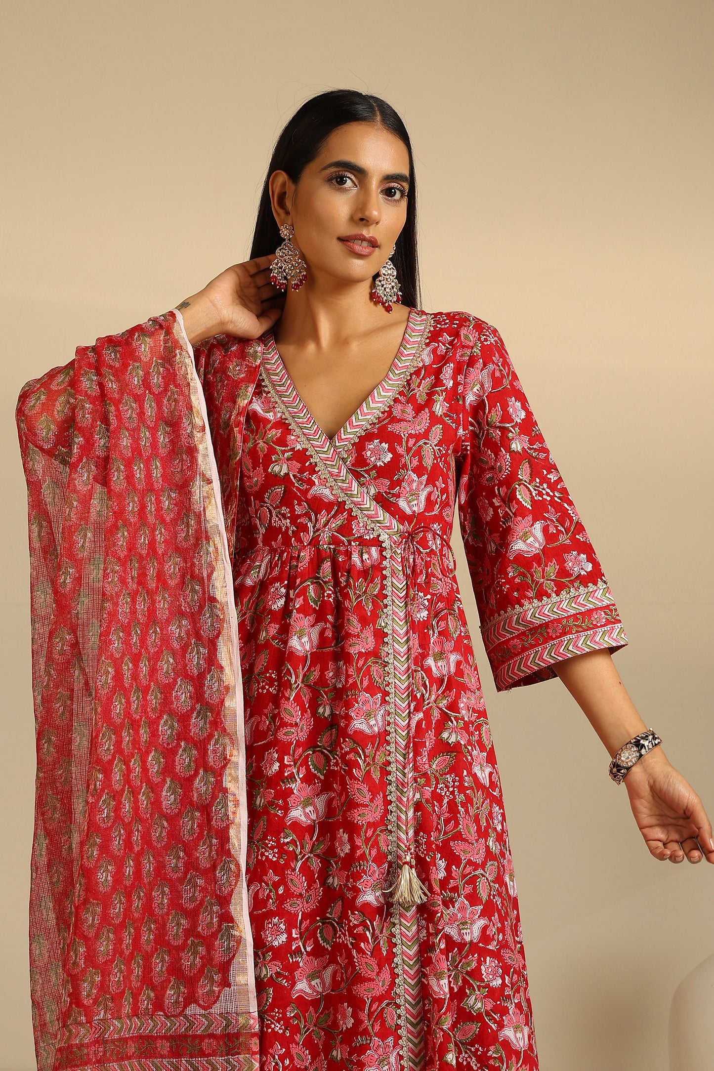 Murraya Red Sapphire Anarkali Set of 3