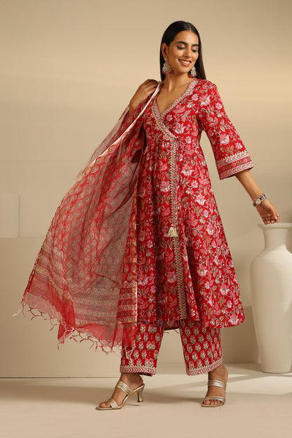 Murraya Red Sapphire Anarkali Set of 3