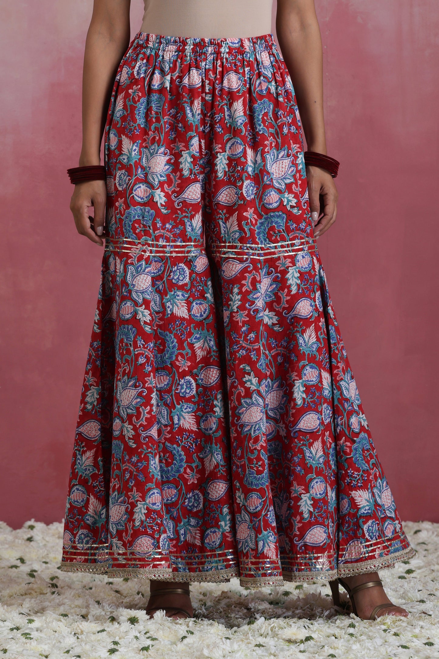 Murraya Red Ruhani Gharara Set of 3