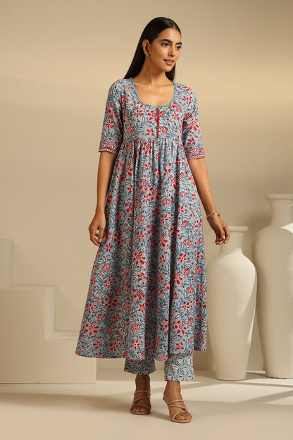 Murraya Blue Livia Gathered Kurta Set of 3