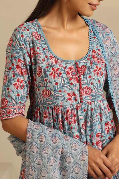 Murraya Blue Livia Gathered Kurta Set of 3