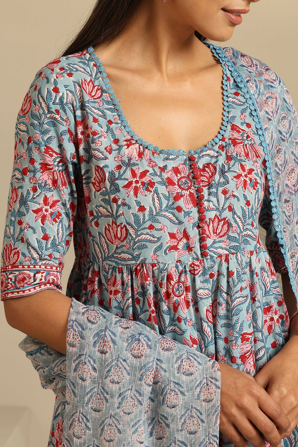 Murraya Blue Livia Gathered Kurta Set of 3