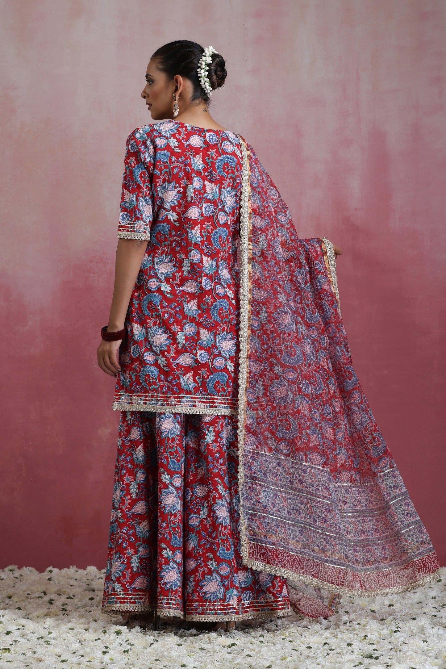 Murraya Red Ruhani Gharara Set of 3