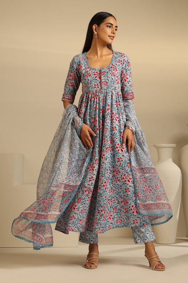 Murraya Blue Livia Gathered Kurta Set of 3