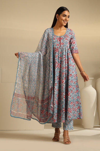 Murraya Blue Livia Gathered Kurta Set of 3