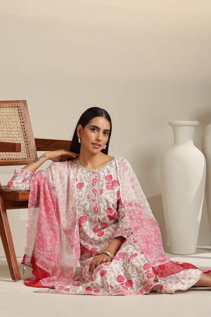 Murraya White Rosalia Kurta Set of 3