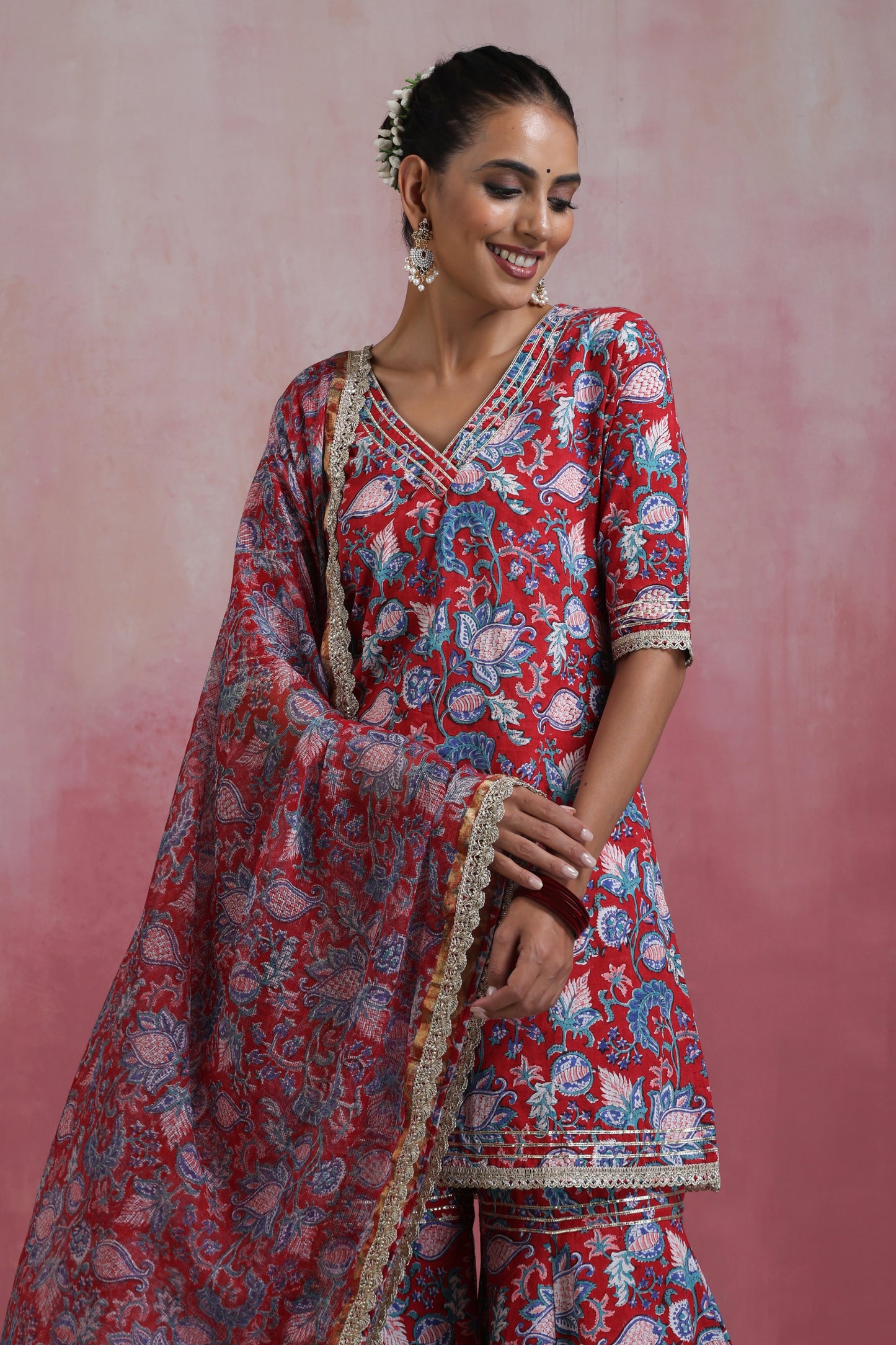 Murraya Red Ruhani Gharara Set of 3