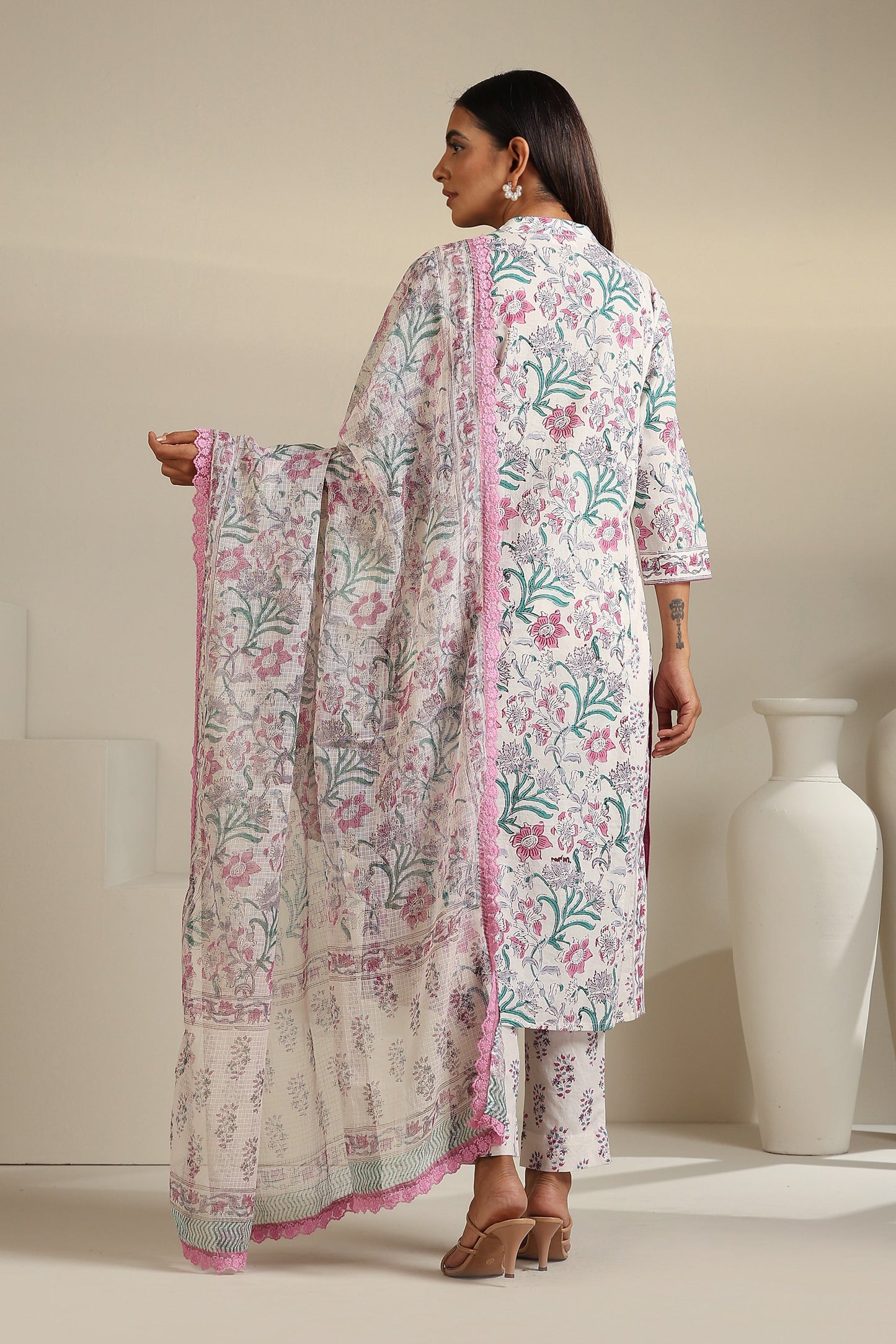 Murraya Purple Hibiscus Floral Kurta Set of 3
