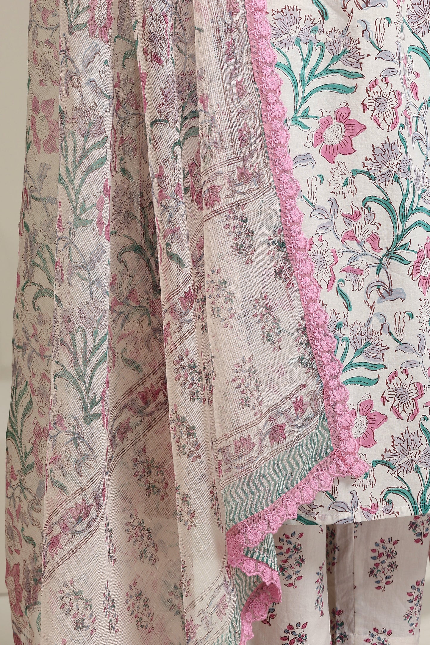 Murraya Purple Hibiscus Floral Kurta Set of 3