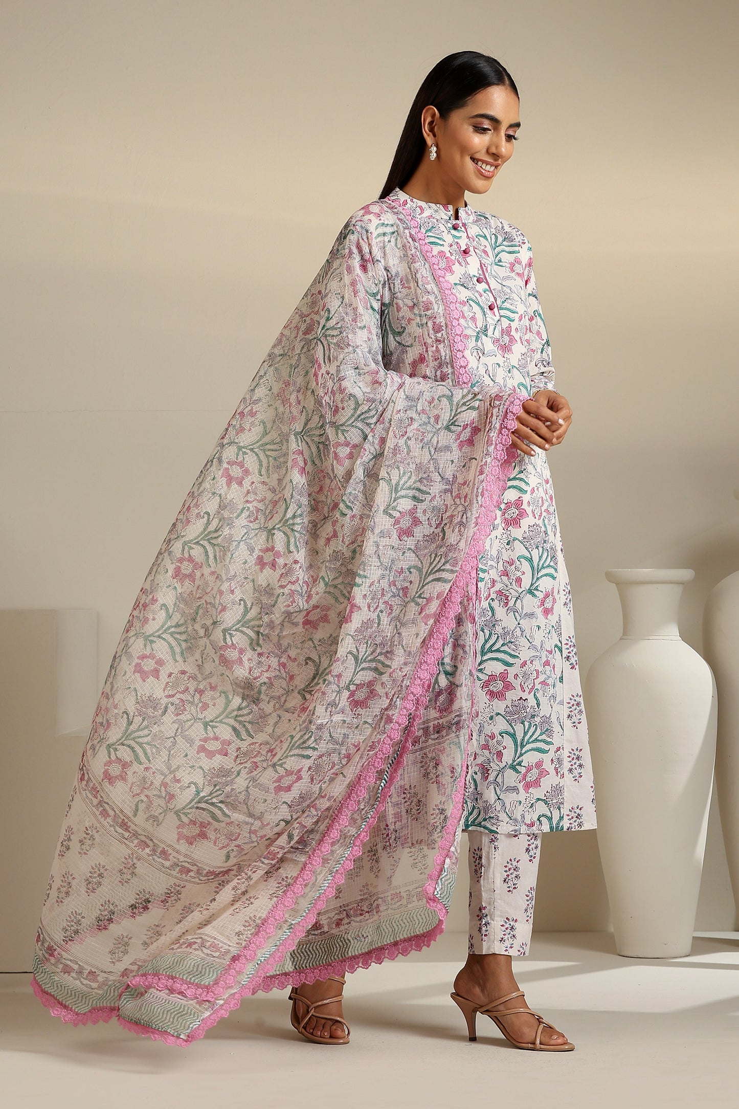 Murraya Purple Hibiscus Floral Kurta Set of 3