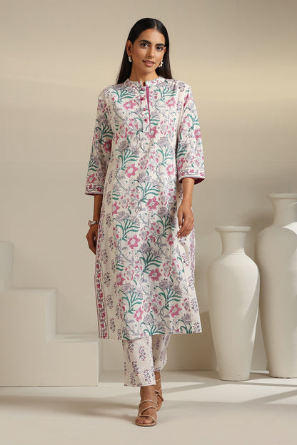 Murraya Purple Hibiscus Floral Kurta Set of 3