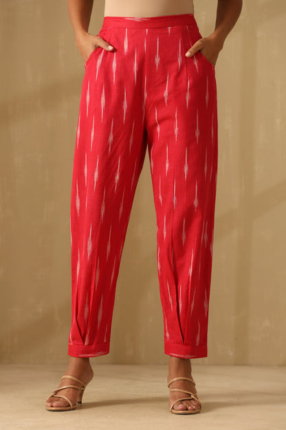 Murraya Raspberry Pink Ikat Handloom Cotton Kurta Set of 2