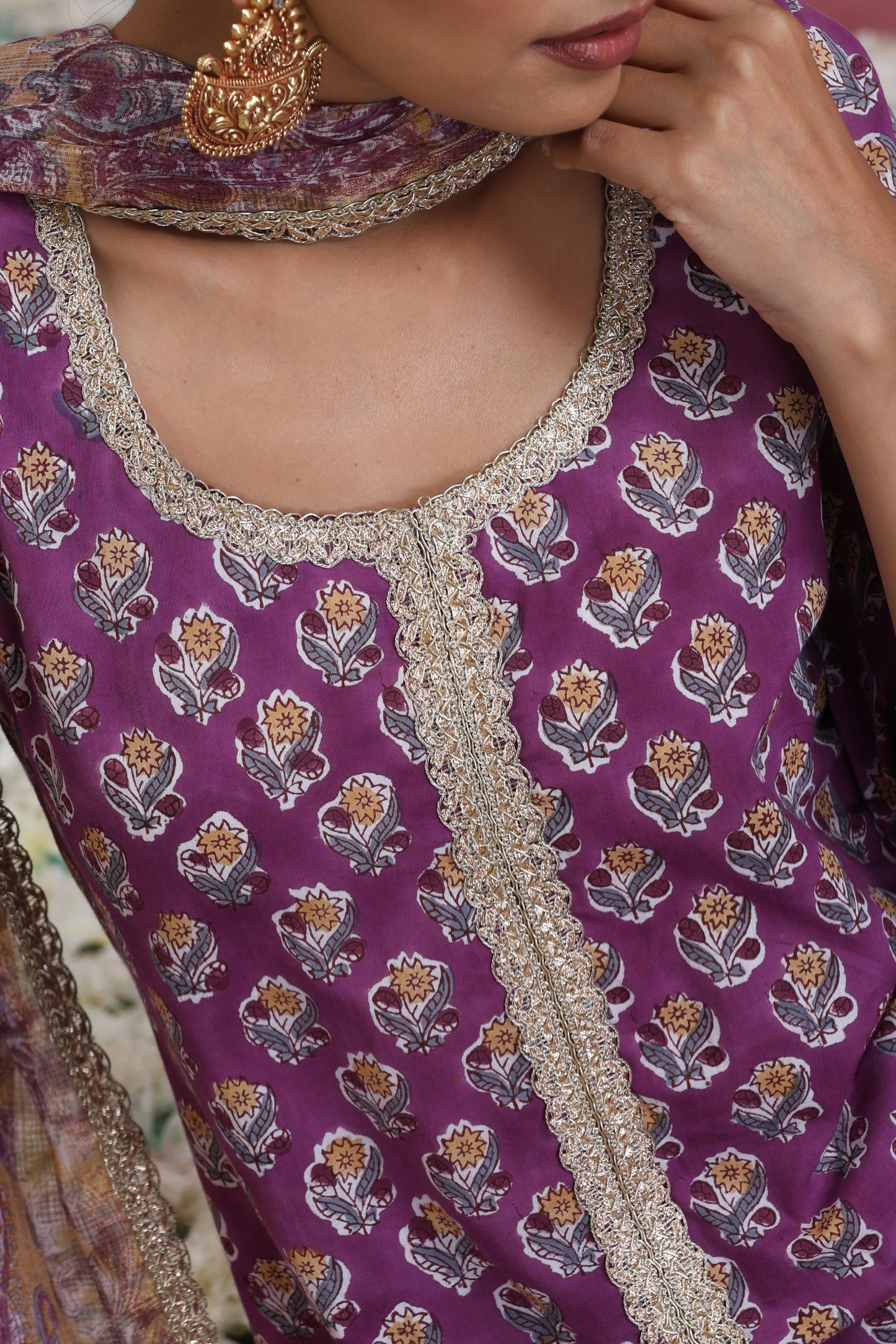 Murraya Purple Lylah Tiered Sharara Set of 3