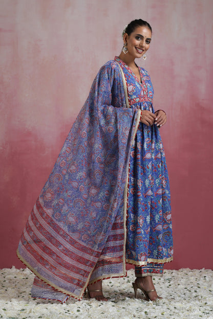 Murraya Blue Ziana Embroidered Anarkali Set of 3