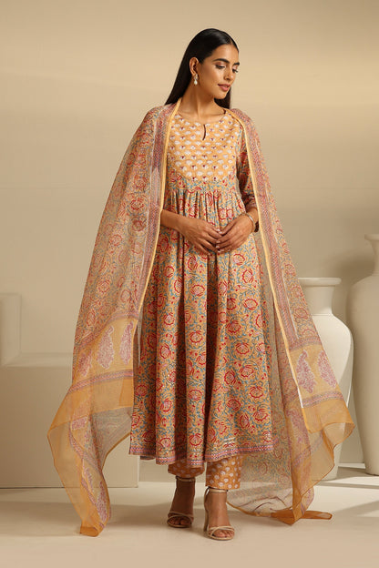 Murraya Mustard Aria Embroidered Anarkali Set of 3