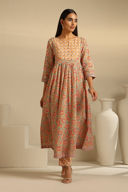 Murraya Mustard Aria Embroidered Anarkali Set of 3